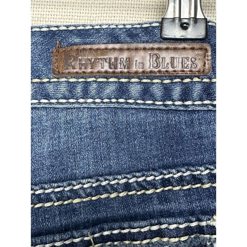 Rhythm in Blues Jeans Women's Size 6 Short Flap Pockets Straight Leg Top Stitch - Picture 15 of 16